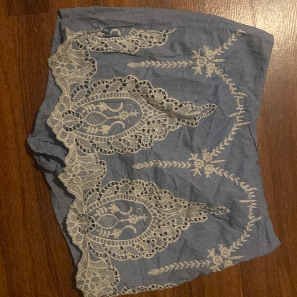 Blue skirt with white details forever 21